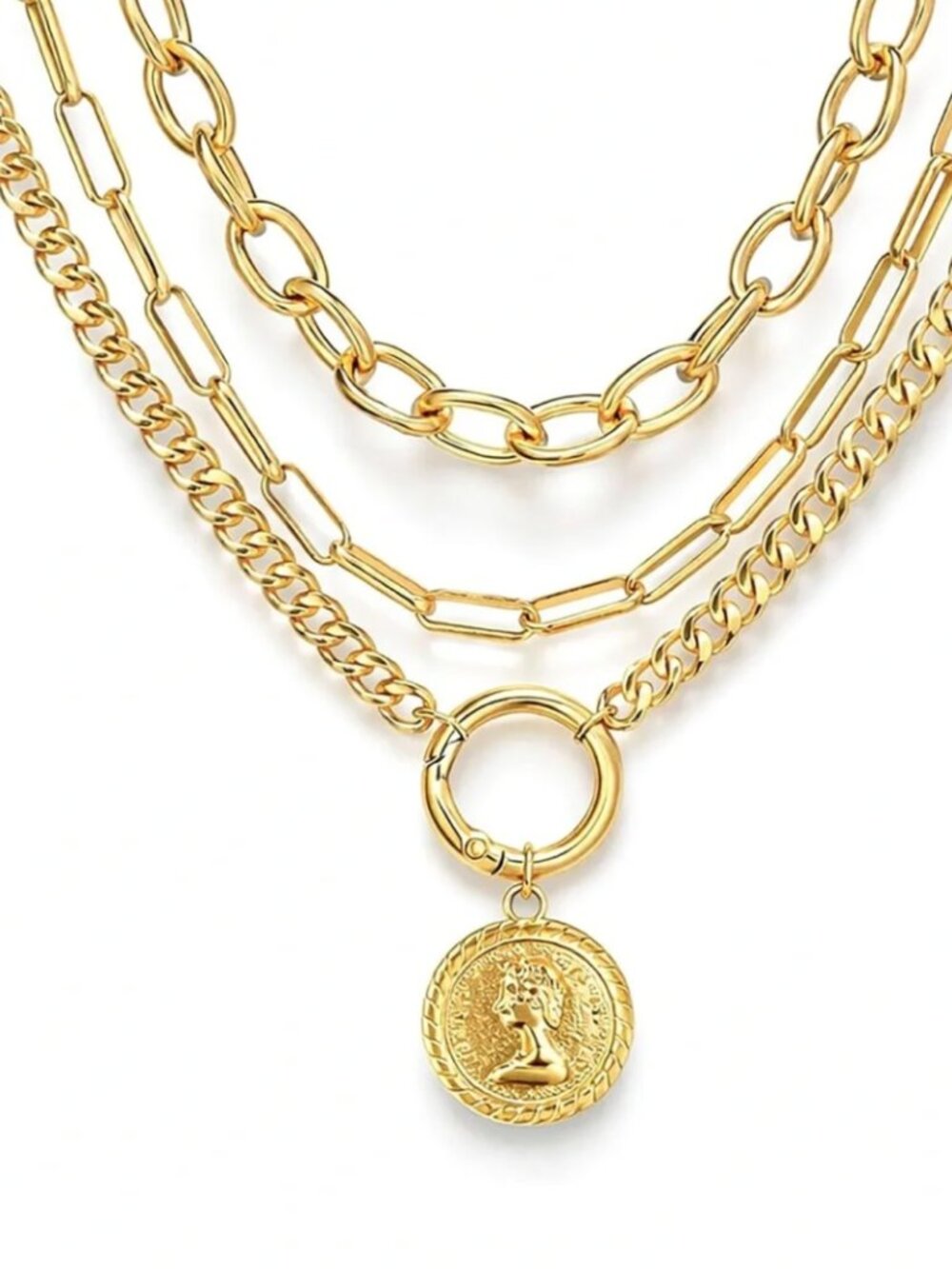 (Discounted Shipping!) Anthropologie LAYERED Gold color Coin Pendant Necklace